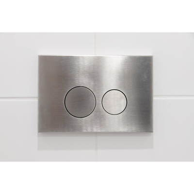 QeramiQ Dely Swirl Ensemble WC- 36.3x51.7cm - Réservoir encastré Geberit UP320 - Abattant 35mm - Plaque de commande en inox- Boutons ronds - Blanc brillant