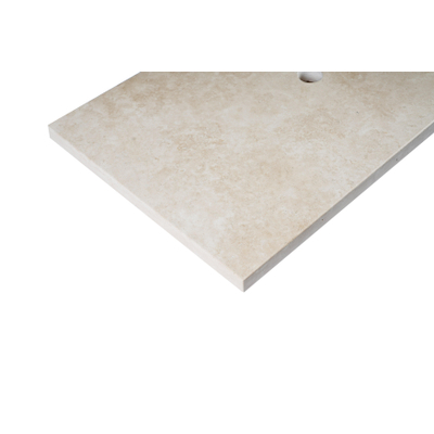 Saniclass Travertine Plateau - 80x46cm - sans trous de robinetterie - 1 découpe pour siphon - pierre naturelle marbrée