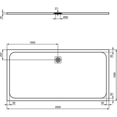 Ideal Standard Ultraflat Solid douchebak rechthoekig 200x100x3cm betongrijs