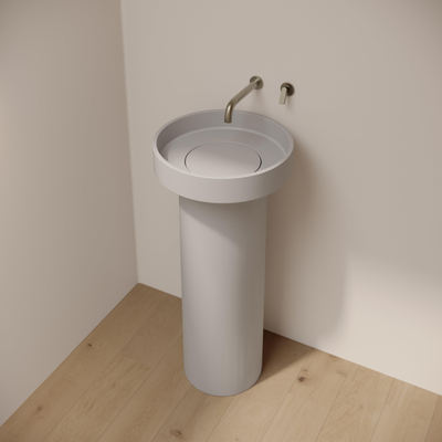 Ideavit Lumo Lavabo autoportant - 40x40x83 - Béton - Rond - anti-rayures - gris glace