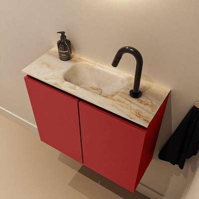 MONDIAZ TURE-DLUX meuble WC 60 cm Fire. EDEN lavabo Frappe position milieu. Avec 1 trou de robinet.
