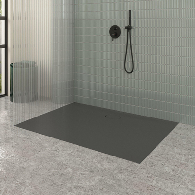 Villeroy & Boch Ecora douchebak - 140x100x3.5cm - afvoer lange zijde - anthracite (antraciet)