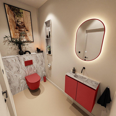 MONDIAZ TURE-DLUX 60cm toiletmeubel Fire. EDEN wastafel Glace positie midden. Zonder kraangat.
