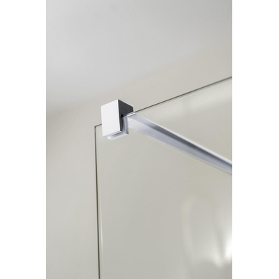 FugaFlow Eccelente Vetro Inloopdouche - 90x200cm - afgeronde glaswand - helder glas - wandarm - Chroom