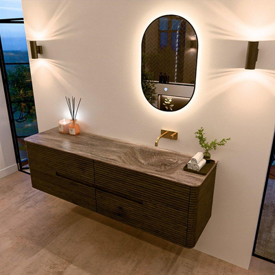 Mondiaz CIRO-DLUX Ensemble de meubles de salle de bains - 170x45x50cm - plan vasque Solid surface Oza - 1 vasque à droite - sans trous de robinetterie - 4 tiroirs - Shadow
