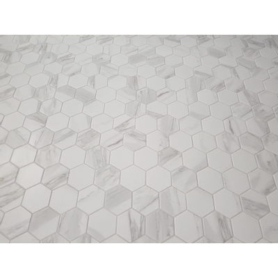 The Mosaic Factory Barcelona Carrelage mosaïque hexagonal 25.6x2.96cm pour le mur et pour l'intérieur et l'extérieur porcelaine Carrara marbre blanc mat