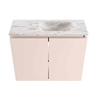 MONDIAZ TURE-DLUX 60cm toiletmeubel Rosee. EDEN wastafel Glace positie rechts. Met 1 kraangat.