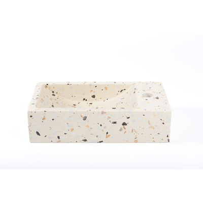 Saniclass Holz Atelier Ensemble meuble WC - 40x60.5cm - 1 porte - lavabo terrazzo - trou de robinet à droite - chêne charcoal