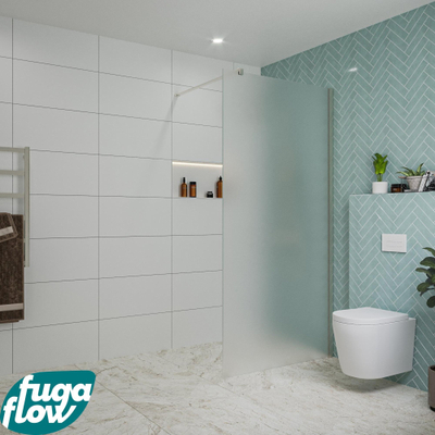 FugaFlow Eccelente Vetro inloopdouche badkamer - 100x200cm - mat glas - wandarm - geborsteld RVS