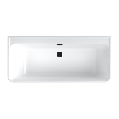 Villeroy & Boch Collaro half - vrijstaand half - vrijstaand bad - 180x80cm rechthoek overloop mat zwart Acryl - glans wit