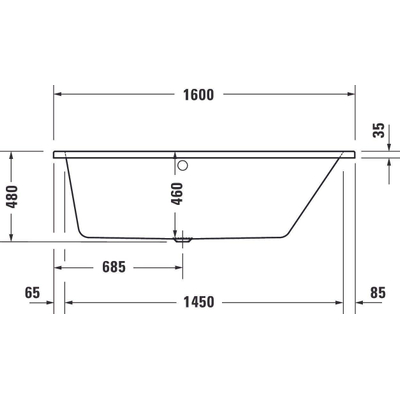 Duravit No.1 Bad offset - 160x85cm hoek rechts - wit glanzend
