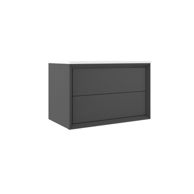 Saniclass Prime Core Wastafelonderkast - 80x55x45cm - 2 lades - push to open - MDF - mat antraciet - inclusief wastafel - OUTLET UDEN
