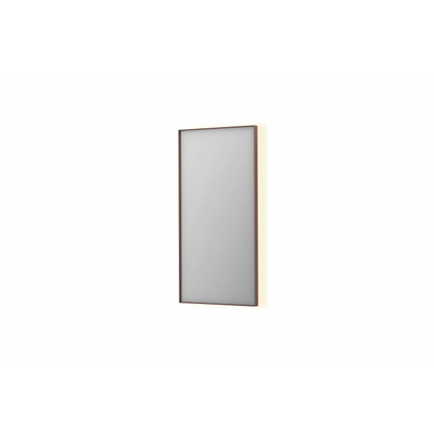 INK SP32 spiegel - 50x4x100cm rechthoek in stalen kader incl indir LED - verwarming - color changing - dimbaar en schakelaar - geborsteld koper