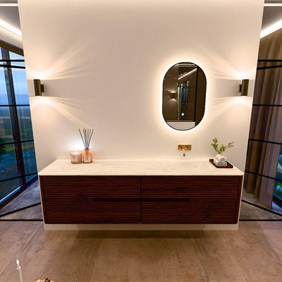 Mondiaz CIRO-DLUX Badkamermeubelset - 190x45x50cm - Solid surface wastafel Opalo - 1 wasbak Rechts - zonder kraangaten - 4 lades - Ruby