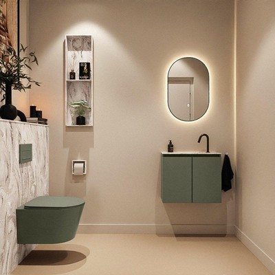 MONDIAZ TURE-DLUX 60cm toiletmeubel Army. EDEN wastafel Glace positie midden. Met 1 kraangat.
