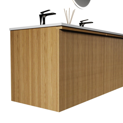 Saniclass Terra Wastafelonderkast - 120cm - 4 lades - ribbel front - sandwood