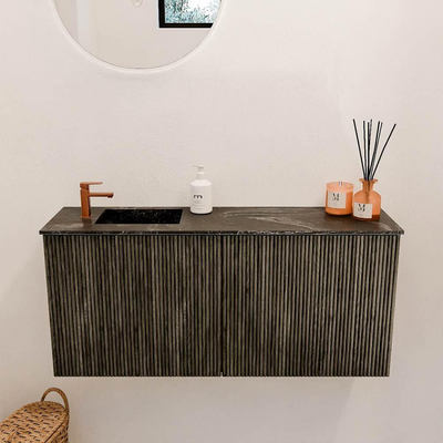 Mondiaz JOYA-DLUX 90cm toiletmeubel - kleur Shadow - Wastafel FAYE positie Links 1 kraangat kleur Lava.