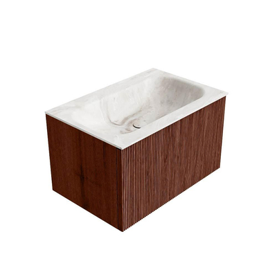 Mondiaz KURVE-DLUX Ensemble meuble de salle de bains - 70x46x40cm - 1 tiroir - lavabo solid surface - central - sans trou de robinet - Ruby