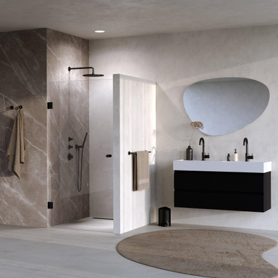BRAUER Void Carving Nisdeur - 90x200cm - draaideur - glascoating - omkeerbaar - helder glas - mat zwart