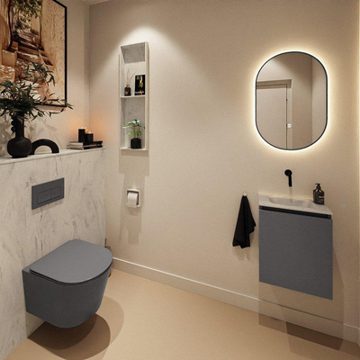 MONDIAZ TURE-DLUX meuble de toilettes 40cm Dark Grey. EDEN lavabo Opalo position milieu. Sans trou de robinet.