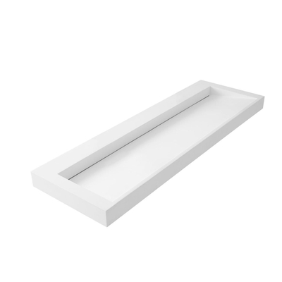 Thebalux lavabo glacier 140cm solid surface 1x cuve 2x évacuation sans trou de robinet (doit être percé soi-même)