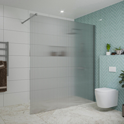 FugaFlow Eccelente Vetro Douche à l'italienne - 180x200cm - verre nervuré - Chrome