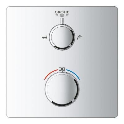 GROHE Grohtherm partie apparente pour mitigeur de baignoire encastré thermostatique avec inverseur douche et bec de baignoire rectangulaire chrome