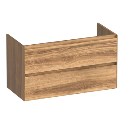BRAUER Inspire wastafelonderkast 100 2 softclose lades - greeploos - 1 sifon uitsparing - Honey