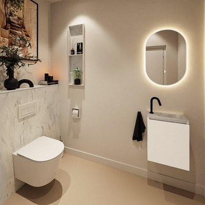 MONDIAZ TURE-DLUX Meuble de WC 40cm Talc. EDEN lavabo Opalo position droite. Avec 1 trou de robinet.
