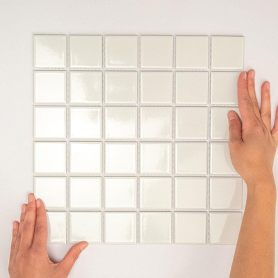 La Mosaic Factory Barcelona carreau mosaïque - 30,9x30,9cm - carrelage mural - Carré - Porcelaine Extra Blanc Brillant
