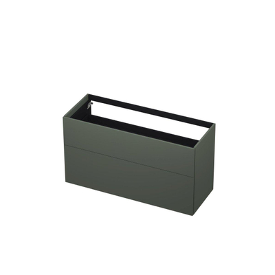 INK Wastafelonderkast - 120x45x65cm - 2 lades - push to open - met rechte opdekfronten - MDF lak - Mat beton groen