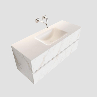 Mondiaz VICA Meuble Carrara avec 2 tiroirs 120x50x45cm vasque lavabo Cloud centre sans trou de robinet