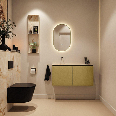 MONDIAZ TURE-DLUX Meuble de toilettes 100cm Oro. EDEN lavabo Frappe position gauche. Sans trou de robinet.