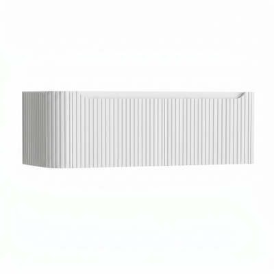 H&R Badmeubelen Juice Wastafelonderkast - 120x45x40cm - linkerhoek afgerond - 3D-front - 2 lades - geïntegreerde greep - wit hoogglans