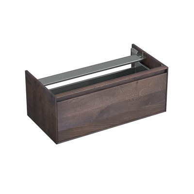 Forzalaqua Reno 2.0 wastafelonderkast 100x51x40cm met 1 softclose greeploze lade Massief Eiken Charcoal