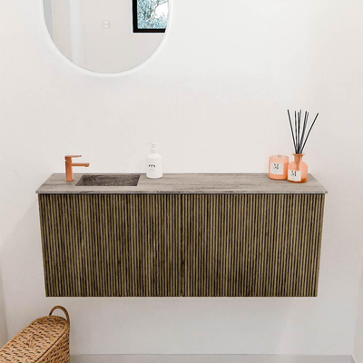 Mondiaz JOYA-DLUX 100cm meuble de salle de bains - couleur Dusk - Vasque FAYE position Gauche 1 trou de robinet couleur Oza.