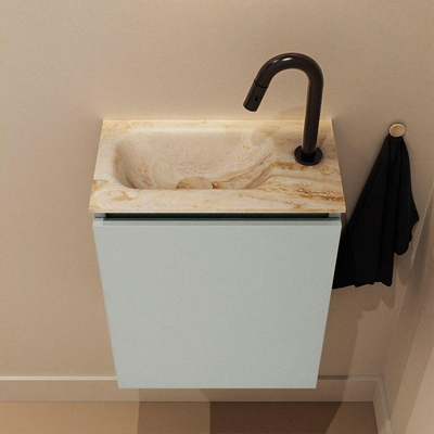 MONDIAZ TURE-DLUX Meuble de toilettes 40 cm Greey. Lavabo EDEN Frappe position à gauche. Avec 1 trou de robinet.