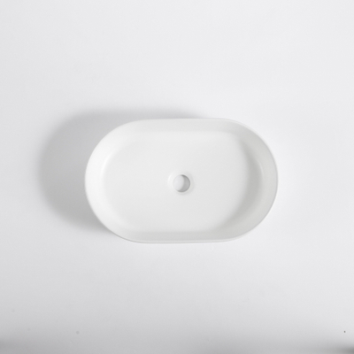 QeramiQ Arto vasque à poser - 49.5x31.5x13cm - cannelée - ovale - céramique - blanc mat