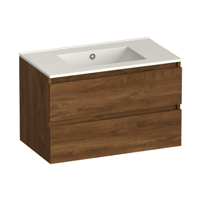 Brauer Core Series badkamermeubelset - 80x45x52cm - wastafel Frost - forest cacao