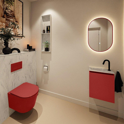 MONDIAZ TURE-DLUX 40cm toiletmeubel Fire. EDEN wastafel Opalo positie links. Met 1 kraangat.