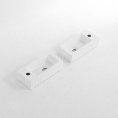 QeramiQ Dely Lave-mains - 38x18.5x9cm - céramique - trou de robinet à droite - blanc mat