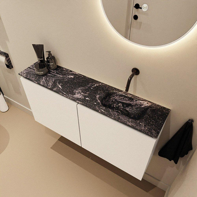 MONDIAZ TURE-DLUX Meuble toilette - 100cm - Talc - EDEN - vasque Lava - position droite - sans trou de robinet