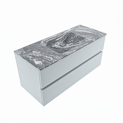 Mondiaz VICA-DLUX Ensemble de meuble de salle de bain - 110cm - meuble sous-vasque argile - 2 tiroirs - lavabo encastrée nuage milieu - 1 trou de robinet - version haute 60cm - lave