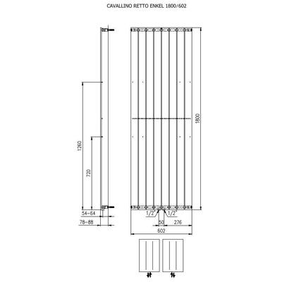 Plieger Cavallino Retto Radiateur design vertical simple 180x60.2cm 1205W blanc