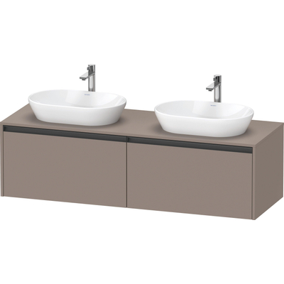 Duravit ketho meuble sous 2 lavabos avec plaque console et 2 tiroirs pour double lavabo 160x55x45.9cm avec poignées anthracite basalte mate