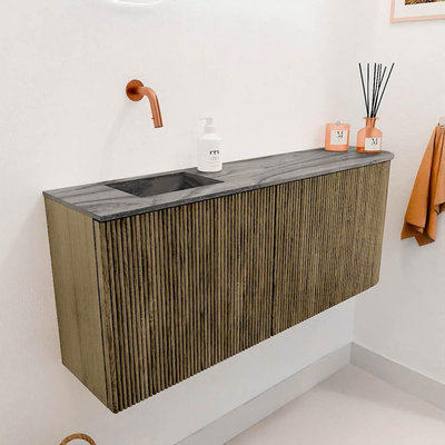 Mondiaz JOYA-DLUX 101.6cm toiletmeubel - ronding rechts kleur Dusk - Wastafel FAYE positie Links Zonder kraangat kleur Sombra.