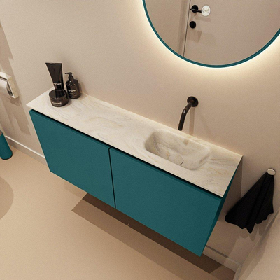 MONDIAZ TURE-DLUX Meuble toilette - 100cm - Smag - EDEN - vasque Ostra - position droite - sans trou de robinet