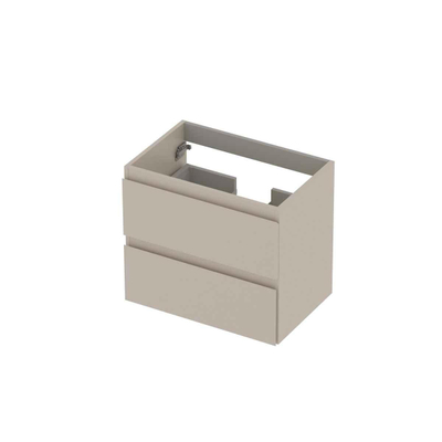 INK Wastafelonderkast - 60x40x52cm - 2 lades - greeploos - MDF lak - Mat kasjmier grijs