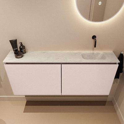 MONDIAZ TURE-DLUX Meuble toilette - 120cm - Rosee - EDEN - vasque Opalo - position droite - sans trou de robinet