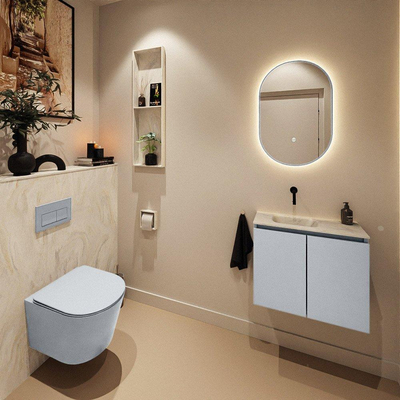 MONDIAZ TURE-DLUX Meuble WC 60 cm Clay. Lavabo EDEN Ostra position gauche. Sans trou de robinet.